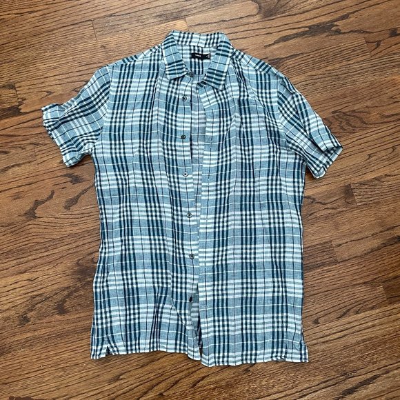 Vince Shirt Adult S Blue Button Up Flannel Short Sleeve Outdoor Men's - Picture 1 of 6